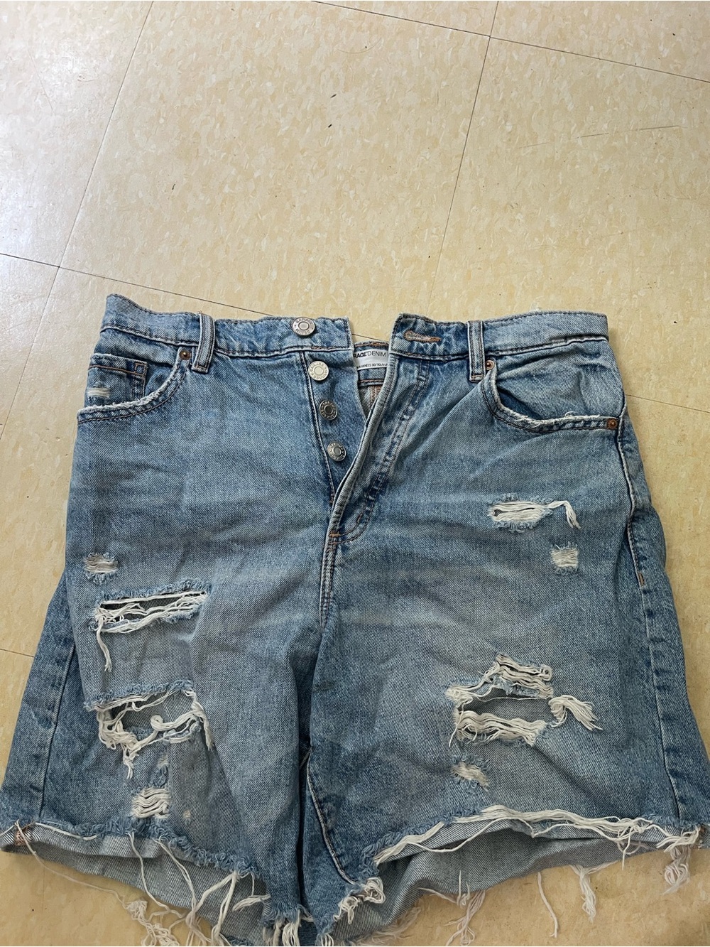 Garage Women's Distressed Light Blue Jean Shorts